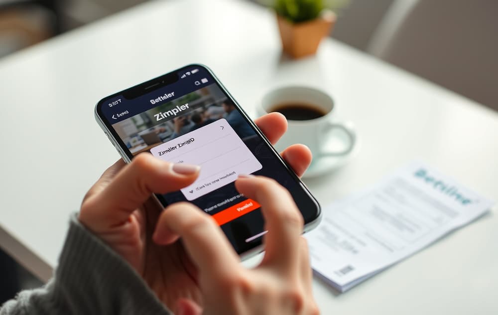 Mobiltelefon med Zimpler-betaling og BankID-verifikasjon på en bookmakers kasseside