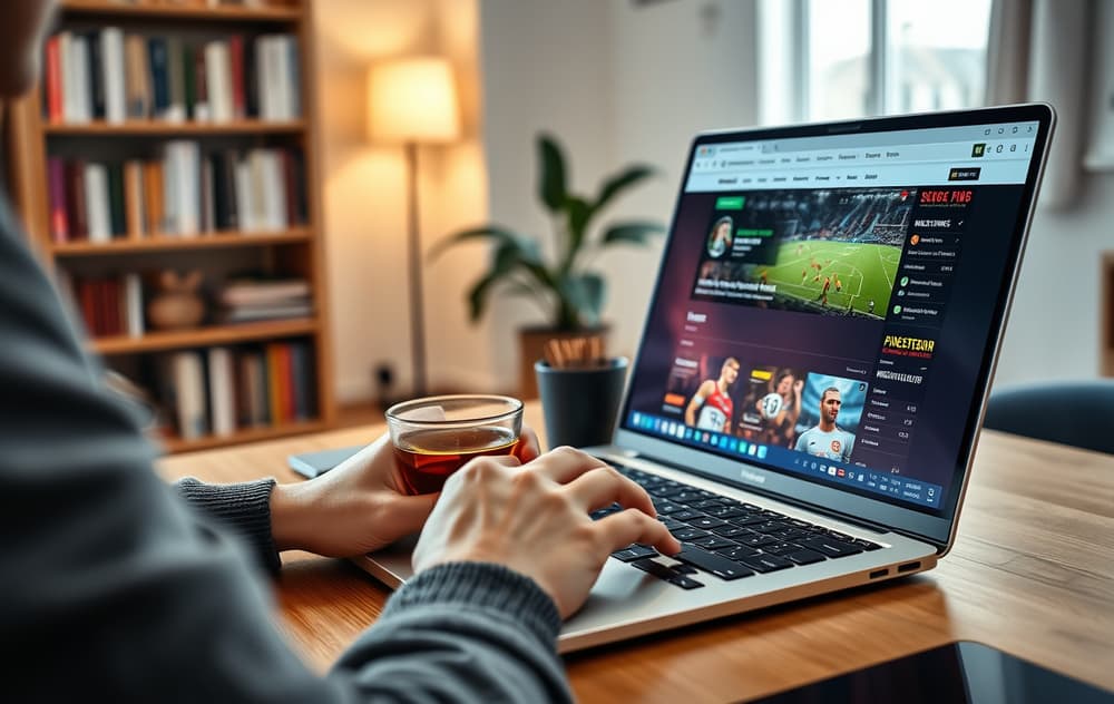 Person som tester en bookmakerside på laptop