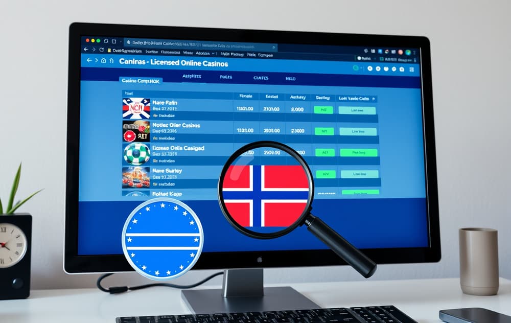Sammenligning av norske casinoer på skjerm med lisenssjekk og NOK-valuta